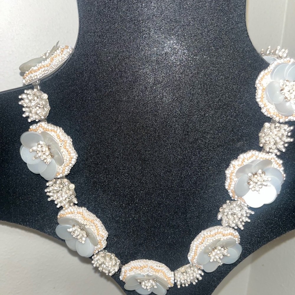 Mignonne Gavigan White and Cream Floral Necklace